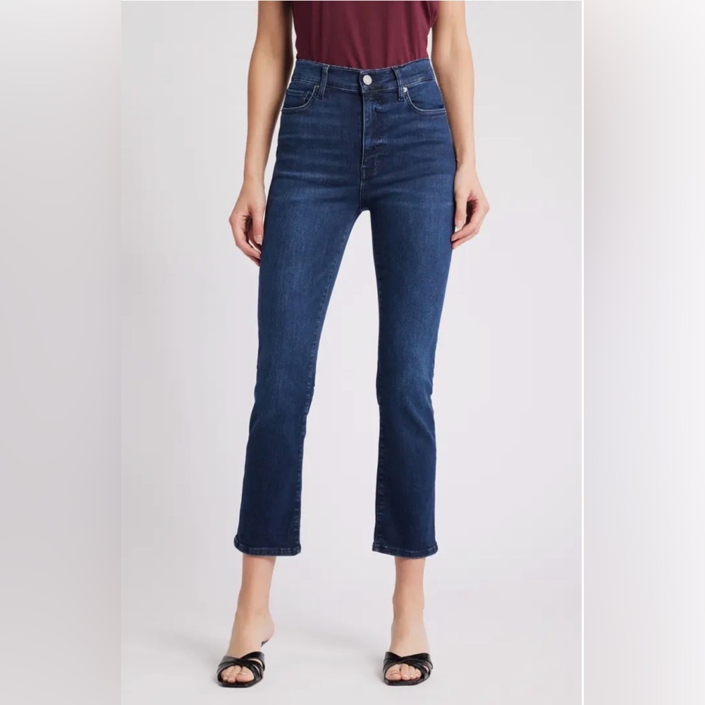 FRAME Women’s Le High Straight Jeans Size 31 Dark Wash Stretch High Rise Ankle